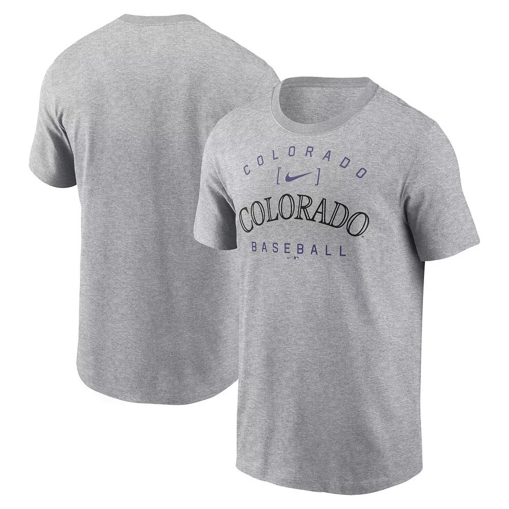 Men's Nike Heather Gray Colorado Rockies Home Team Athletic Arch T-Shirt,  Product Image