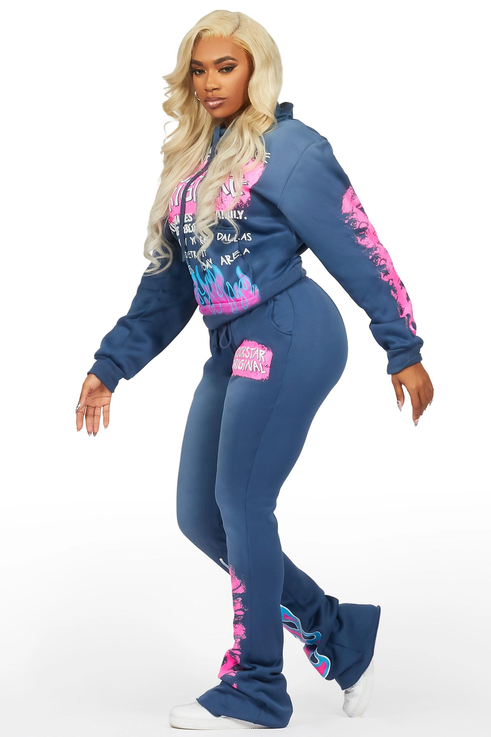 Marcey Navy Super Stacked Trackset Female Product Image