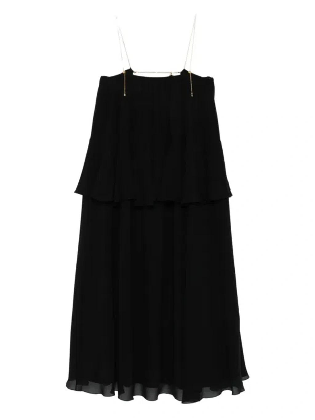 CHLOÉ Open-back Embellished Tiered Silk-georgette Maxi Dress In Black Product Image