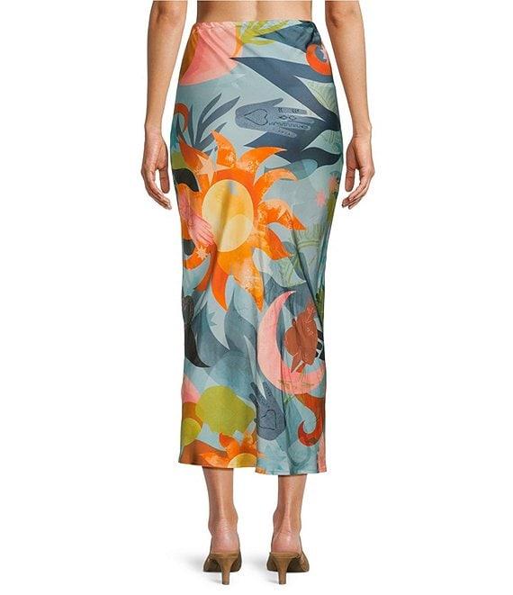 Never Fully Dressed Dorris Balearic Abstract Print Midi Slip Skirt Product Image