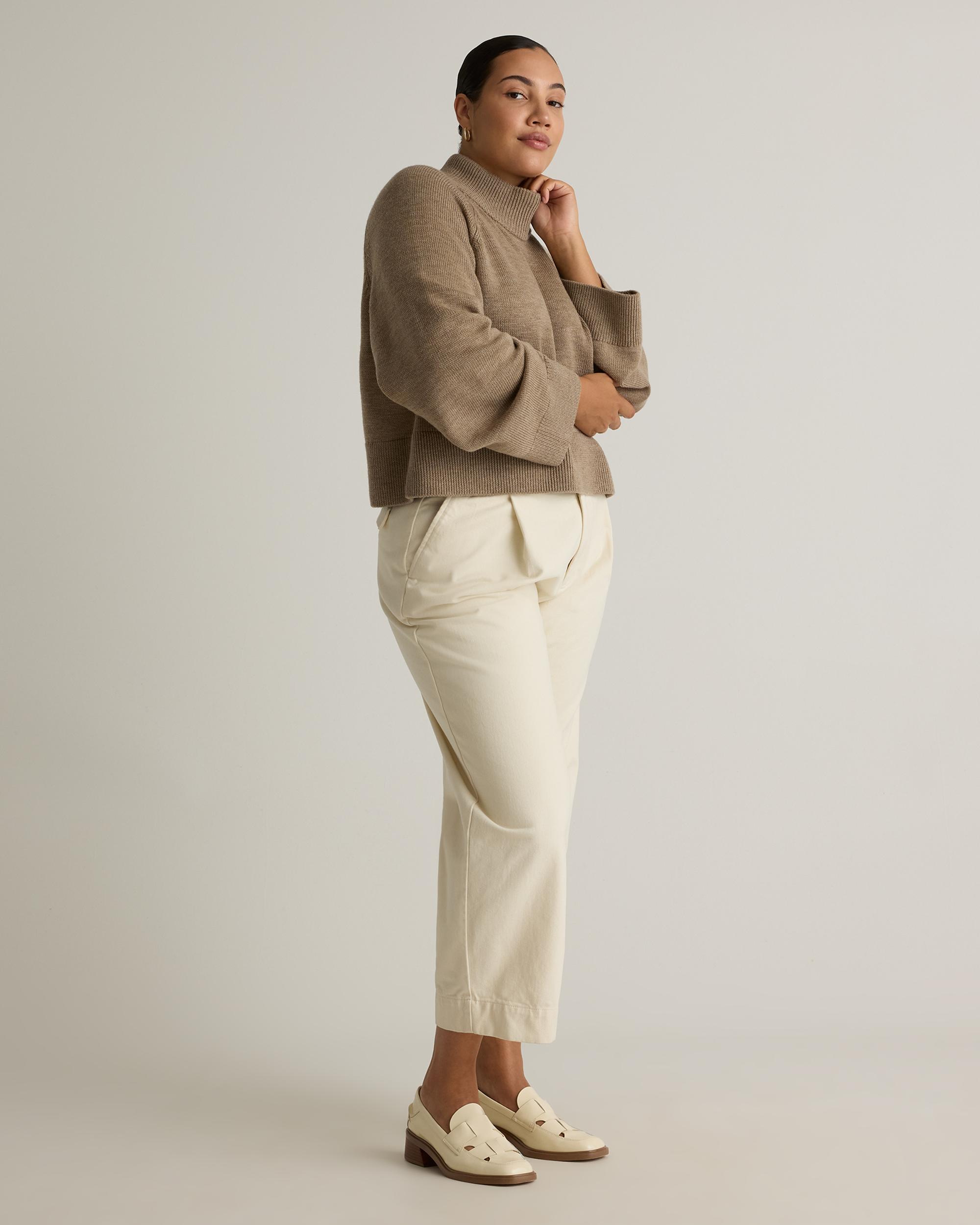 Quince | Women's Australian Merino Wool Cropped Mock Neck Sweater Product Image