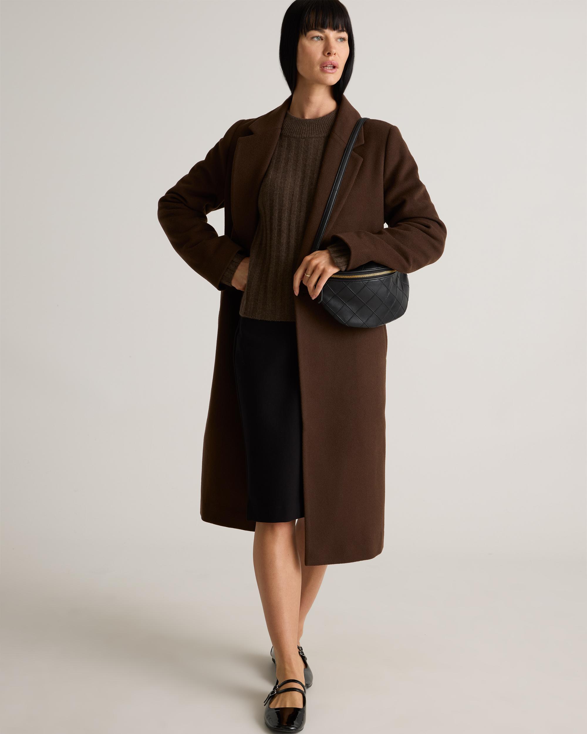 Quince | Women's Mongolian Cashmere Wide-Rib Cropped Mockneck Sweater Product Image