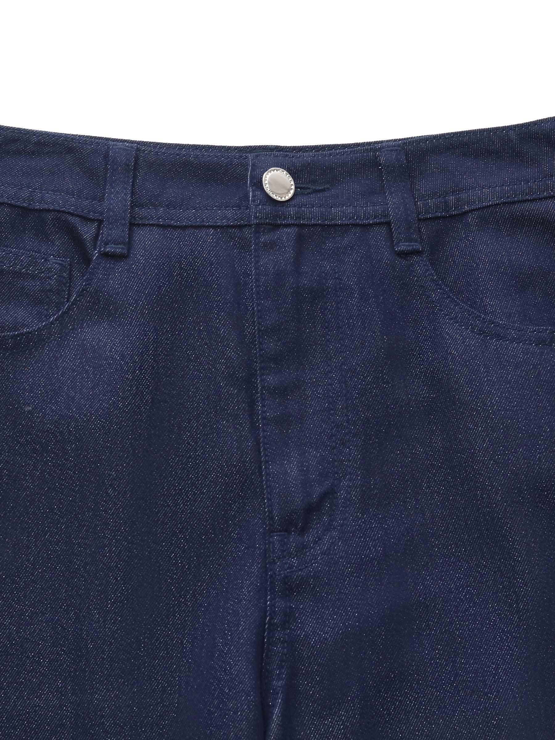 Denim Glitter Detailed Women Loose Straight Jeans Product Image