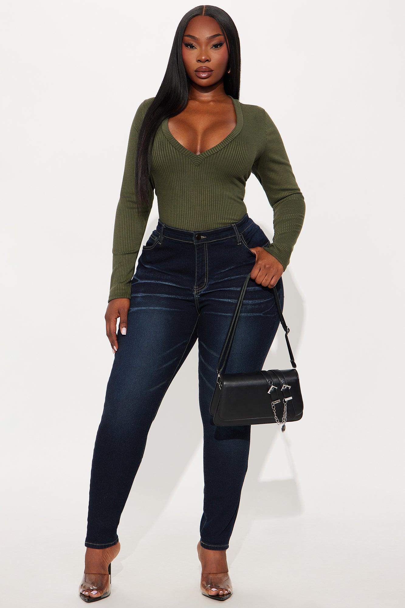 Alora Ribbed Long Sleeve Bodysuit - Olive Female Product Image