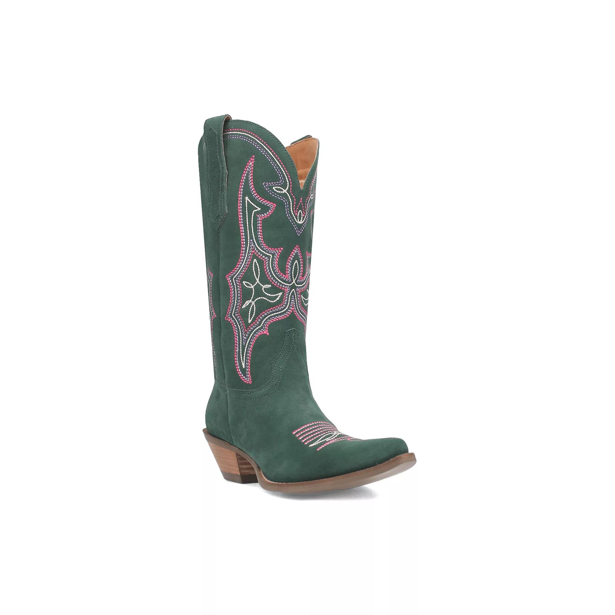 Dingo Women's Hot Sauce Embroidered Leather Cowboy Boots, Size: 6.5, Green Product Image
