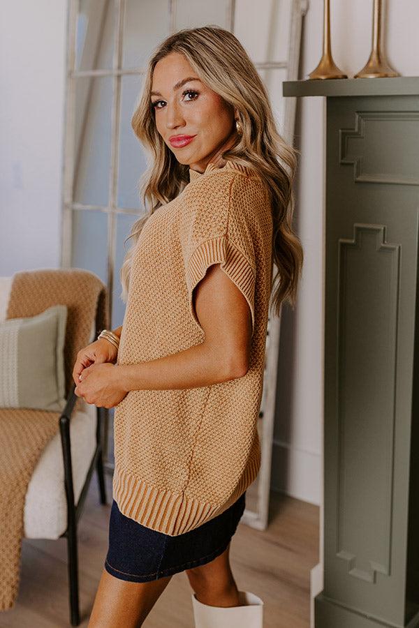 Patio Views Vintage Wash Knit Top in Camel Product Image