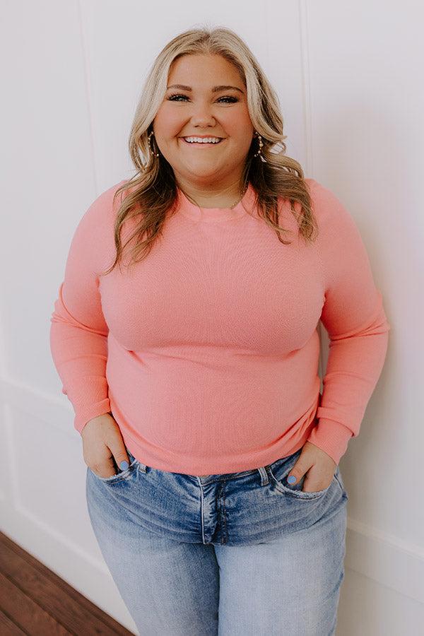 Breezy Chic Knit Sweater Top in Bubblegum Pink Curves Product Image