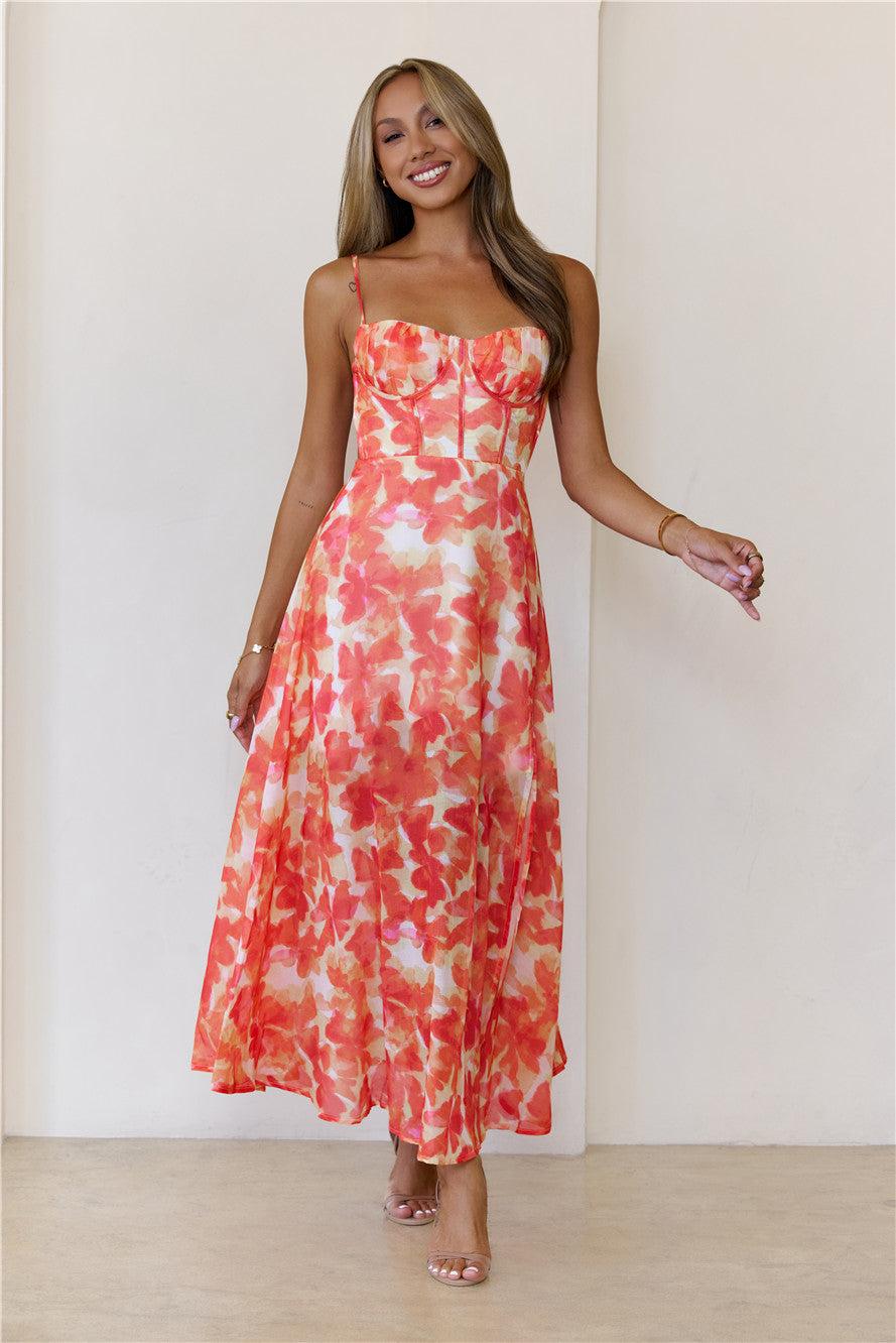 All Eyes Here Maxi Dress Orange Product Image
