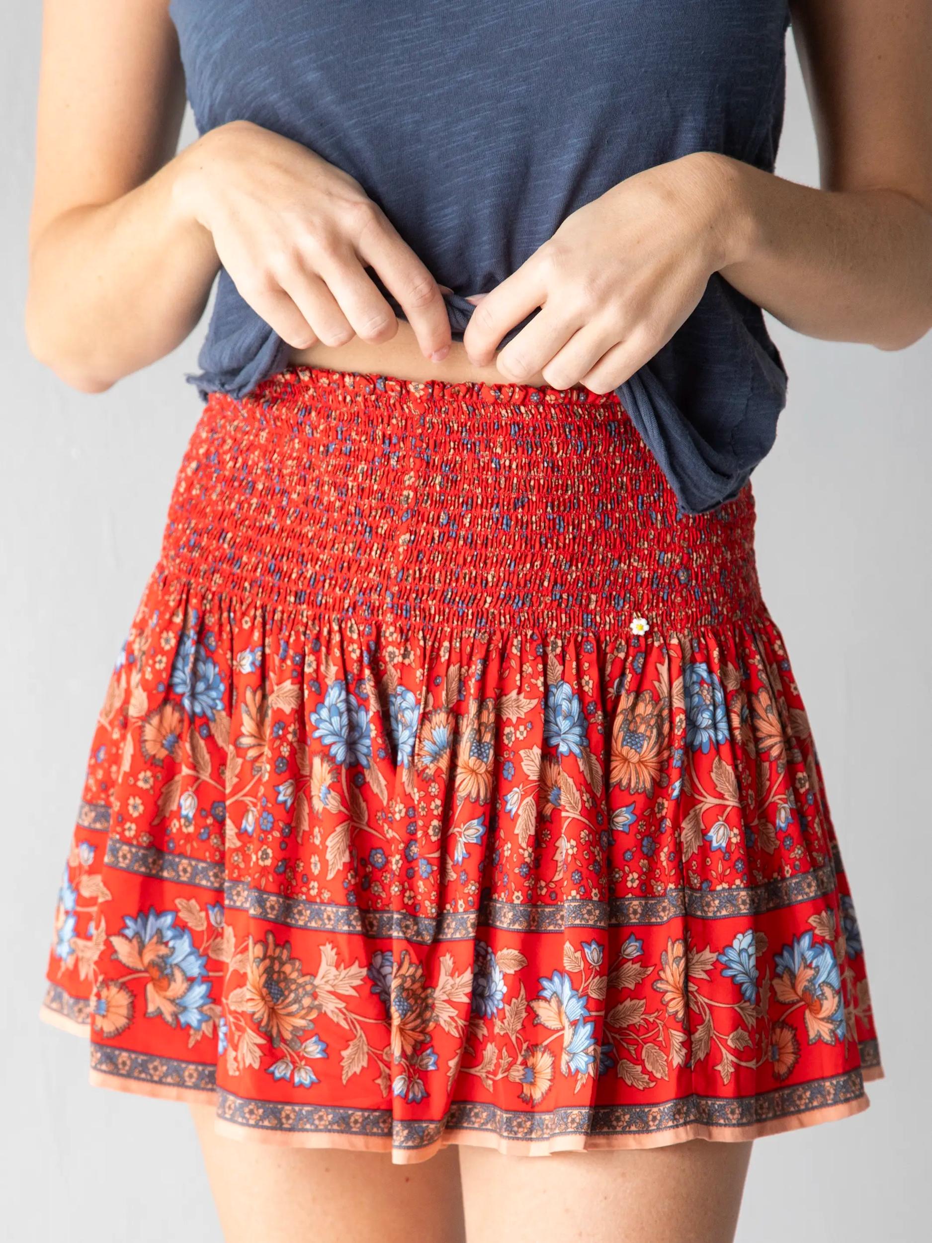 Daisy Skort - Red Floral Border Product Image