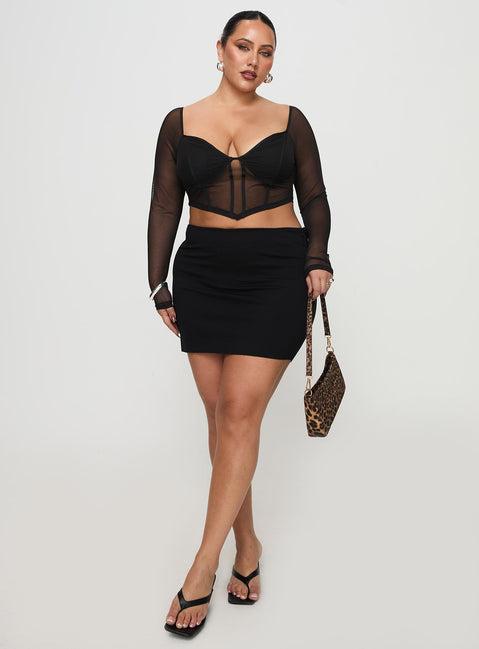 Karley Low Waist Mini Skirt Black Curve Product Image