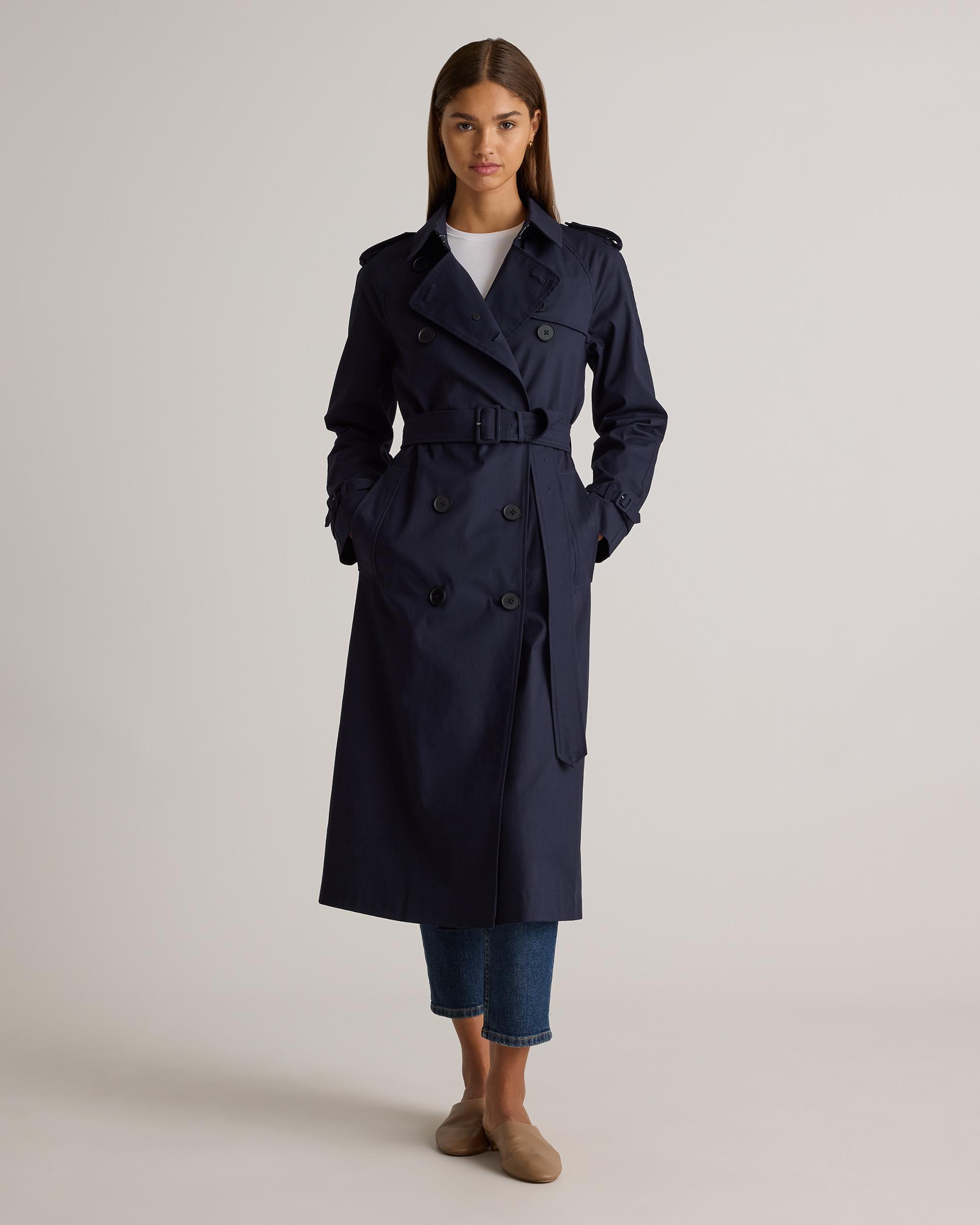 Quince | Women's Comfort Stretch Long Trench Coat Organic Cotton Product Image
