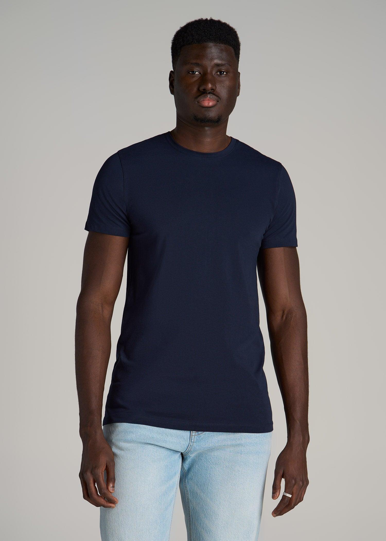 The Essential MODERN-FIT Crewneck Tee for Tall Men in True Navy Male Product Image