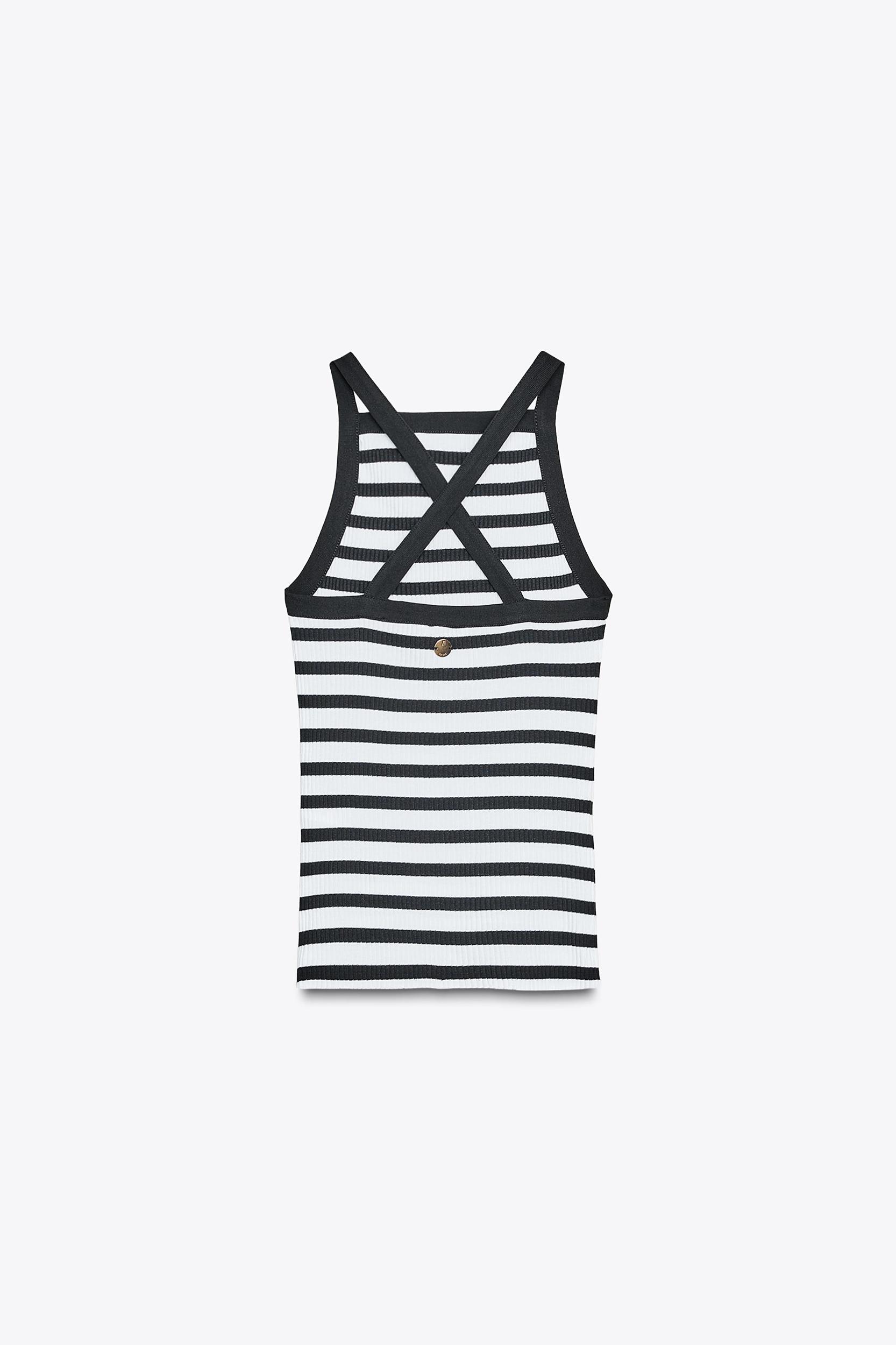 ZARA STRIPED BROOCH TOP Product Image