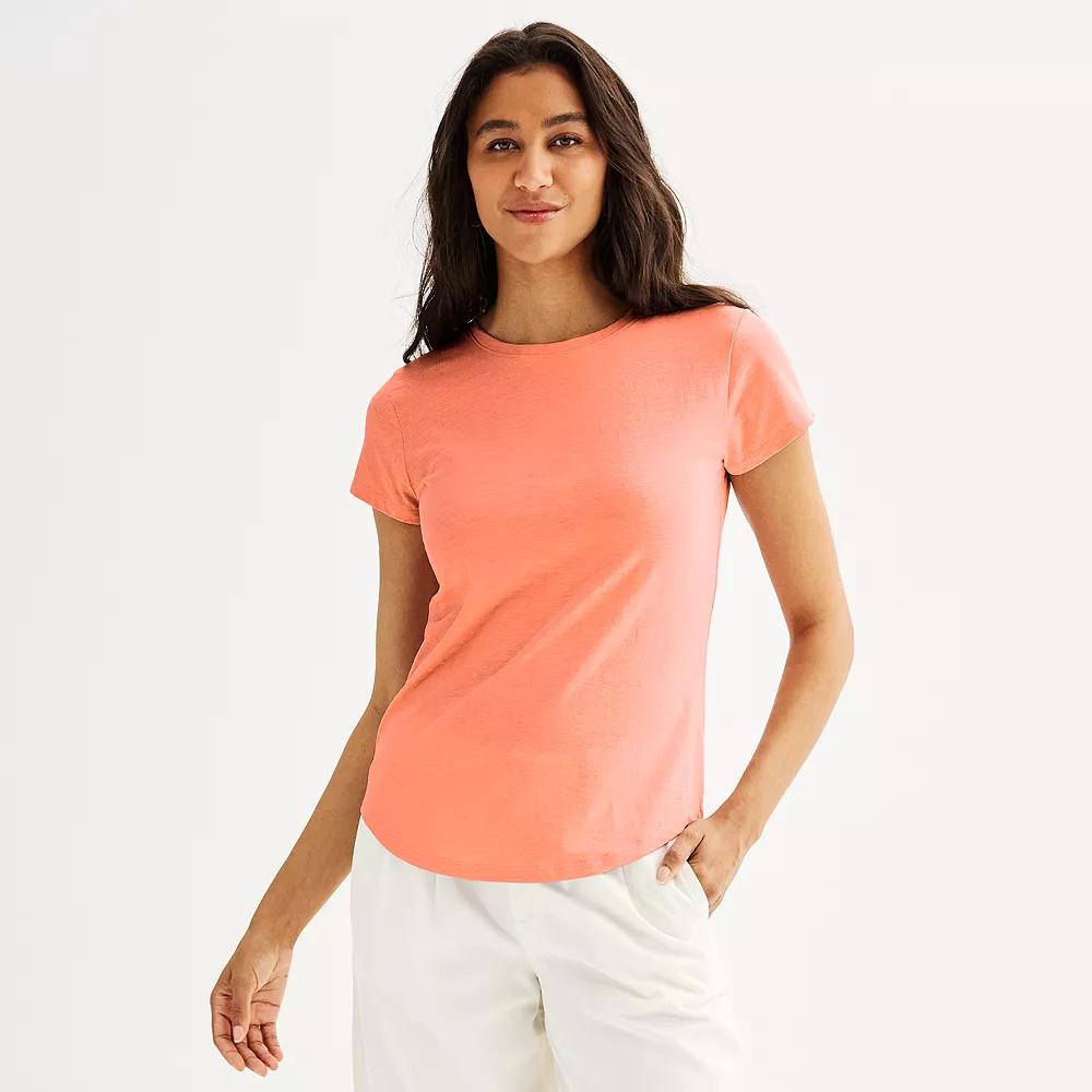 Women's Sonoma Goods For Life® Short-Sleeve Crew Tee, Size: Medium, Pink Frenzy Product Image