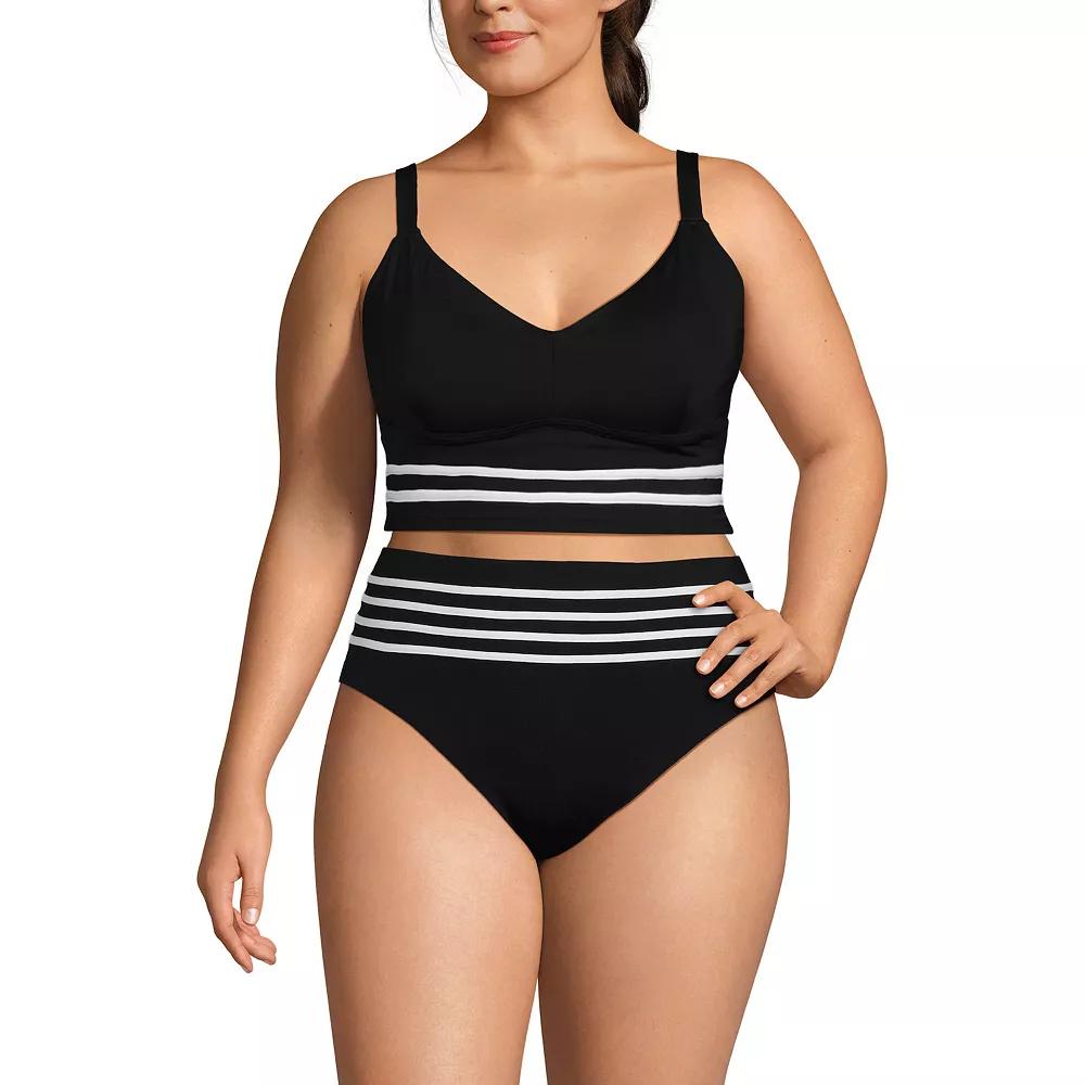 Plus Size Lands' End V-neck Underwire Swim Top, Women's, Size: 20 W, Black White Product Image