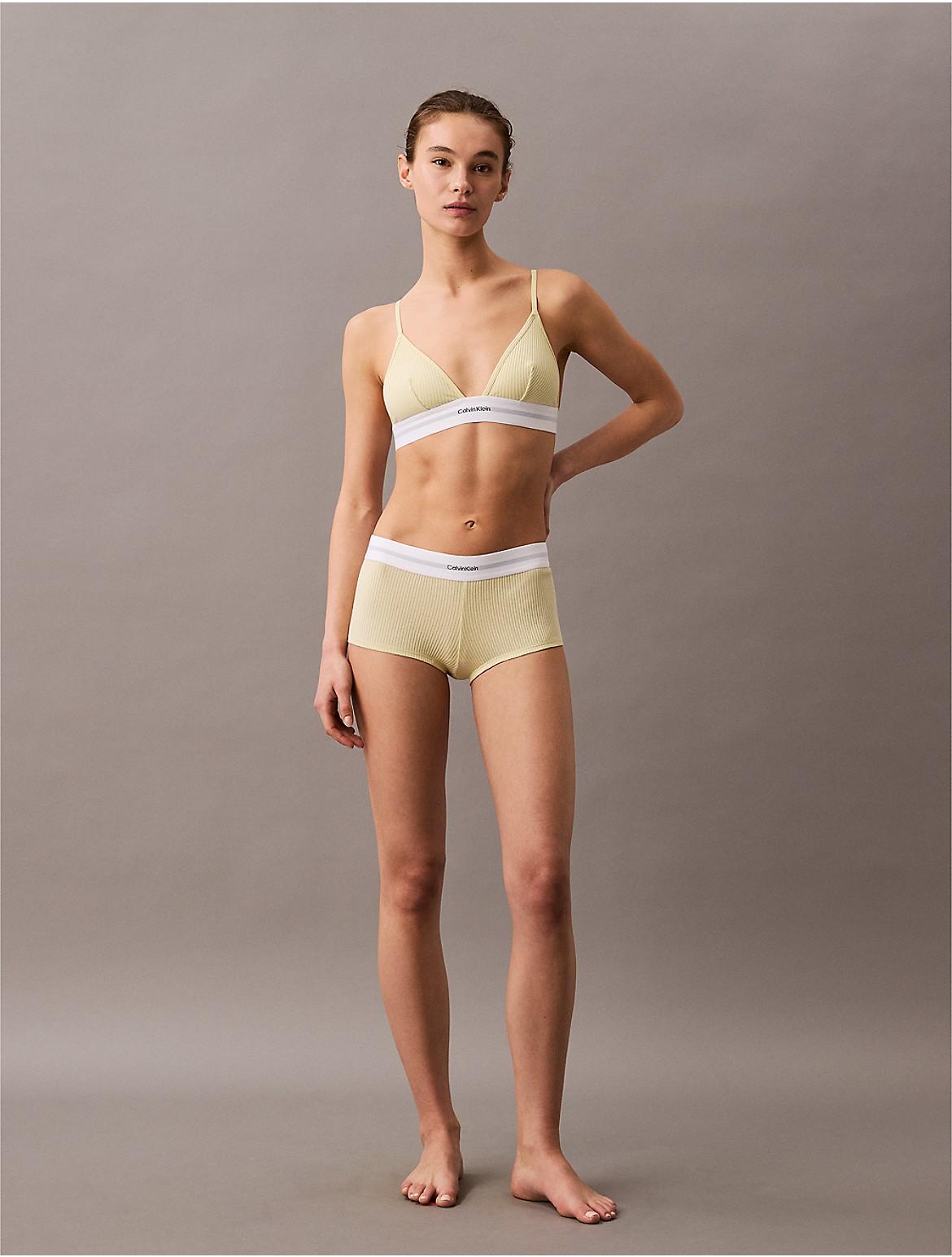 Calvin Klein Womens Cotton Modal Stretch Rib Unlined Triangle Bralette - White Product Image