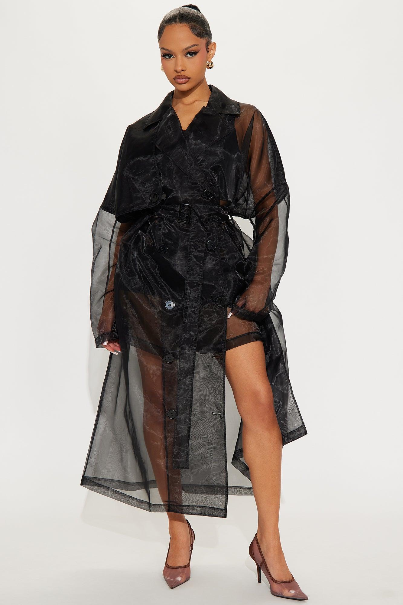 Tara Sheer Trench Coat - Black Female Product Image