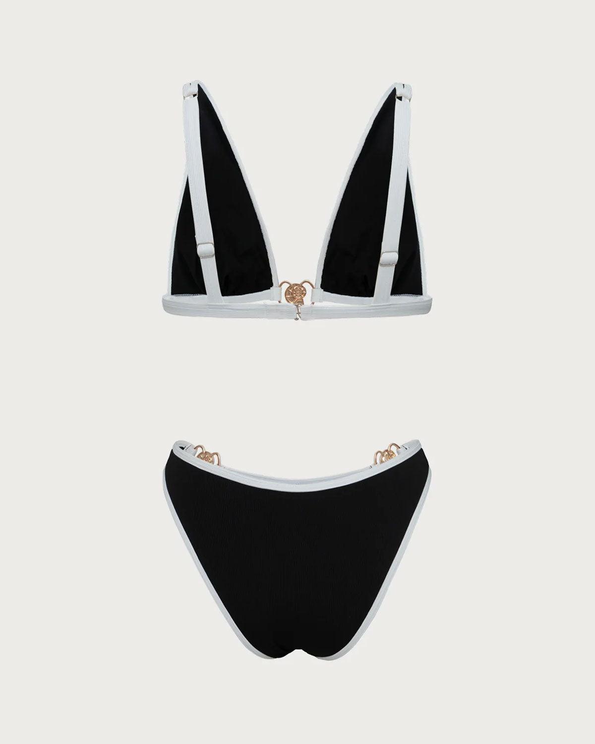 Black Contrast Thread Bikini Set Product Image