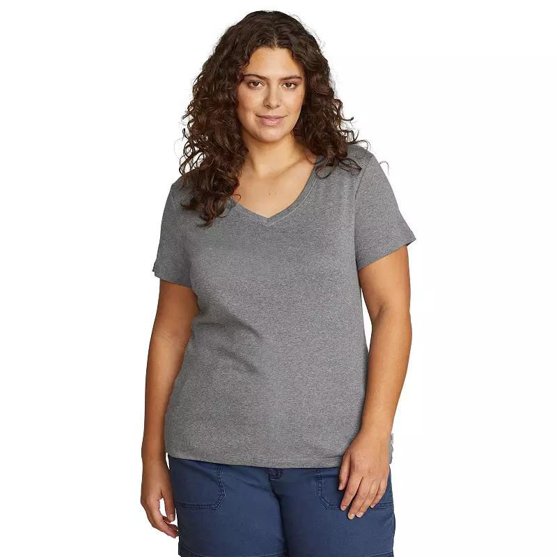 Petite Eddie Bauer Favorite V-Neck T-Shirt, Womens Medum Grey Gray Product Image