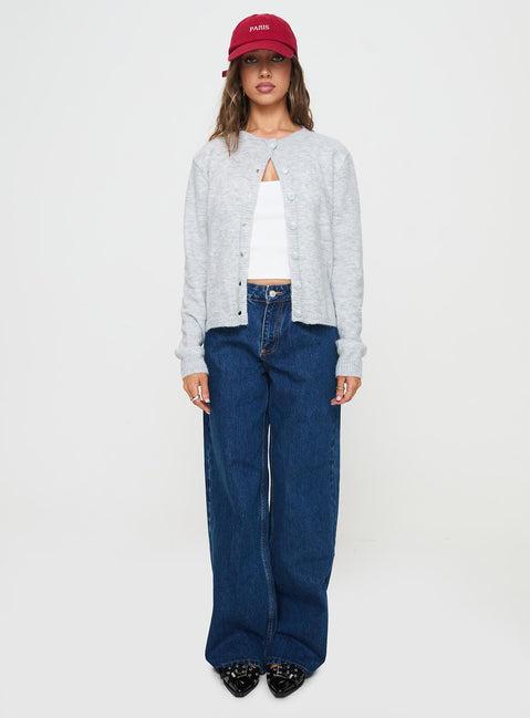 Shima Low Rise Straight Leg Jeans Mid Wash Product Image