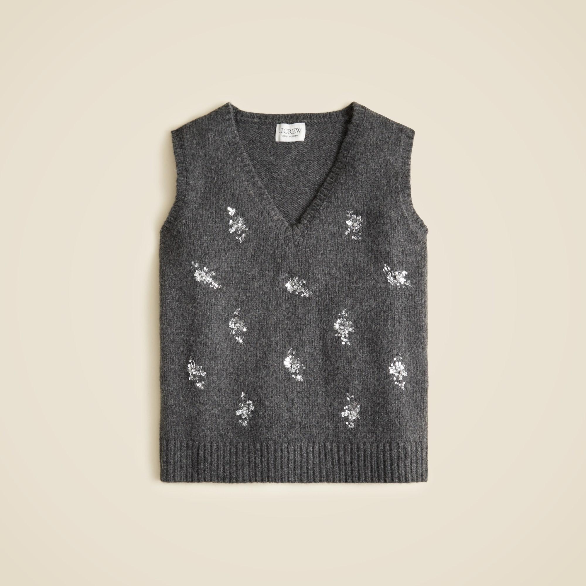 Embellished high V-neck sweater-vest Product Image