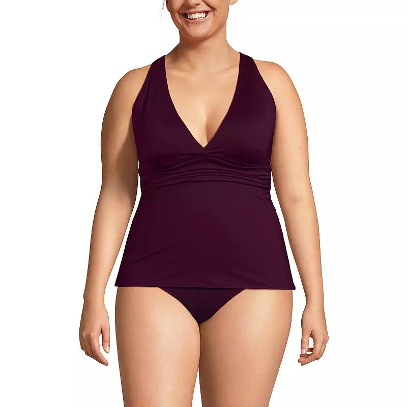 Plus Size Lands' End V-Neck Plunge X Back Tankini Swim Top, Women's, Size: 2XL, Garden Floral Product Image