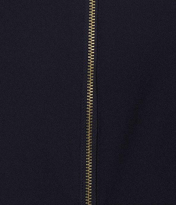 Calvin Klein Crew Neck Short Tulip Sleeve Solid Sheath Stretch Dress Product Image