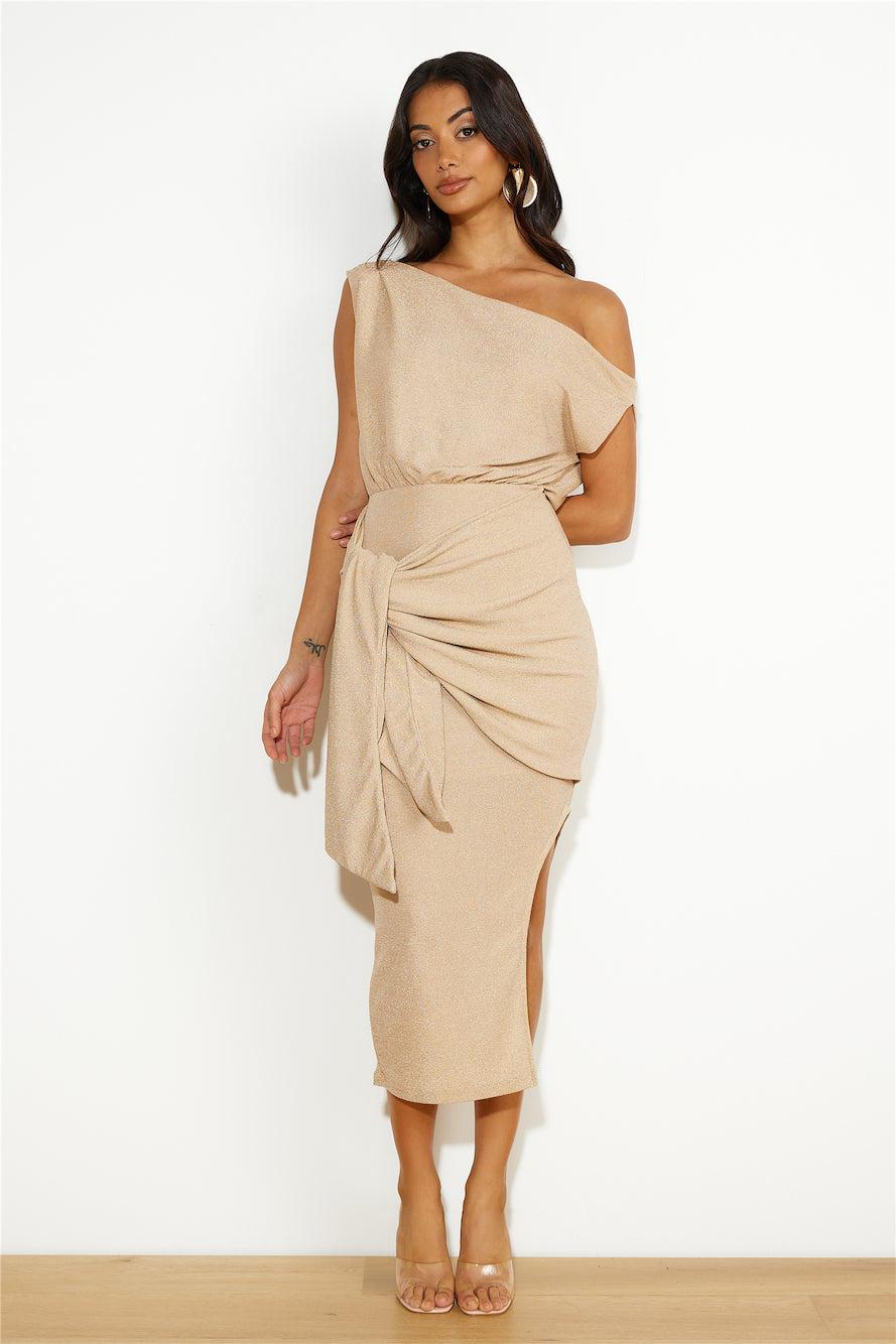 Desired By Me Midi Dress Gold Product Image