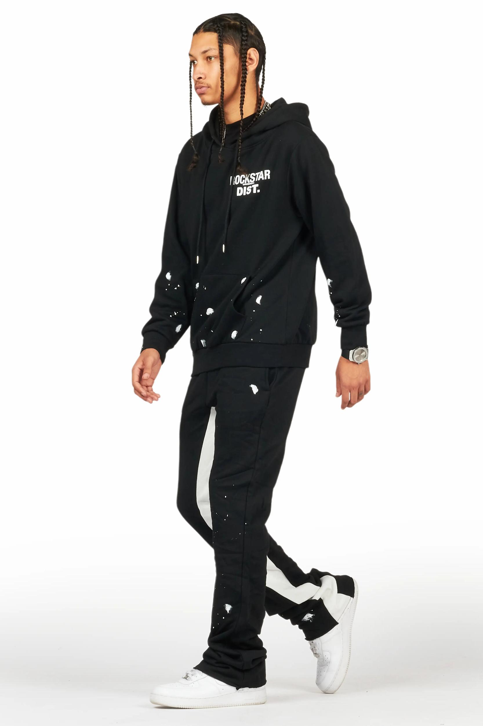 Raffer Black/White Hoodie Baggy Fit Pant Track Set Male Product Image
