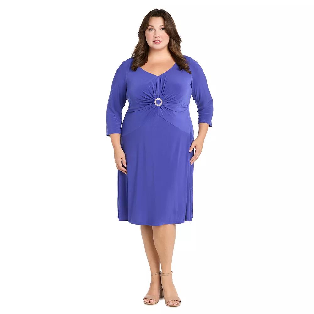 Plus Size R&M Richards Ruched O Ring Detail Fit and Flare Jersey Dress, Women's, Size: 14 W, Purple Product Image