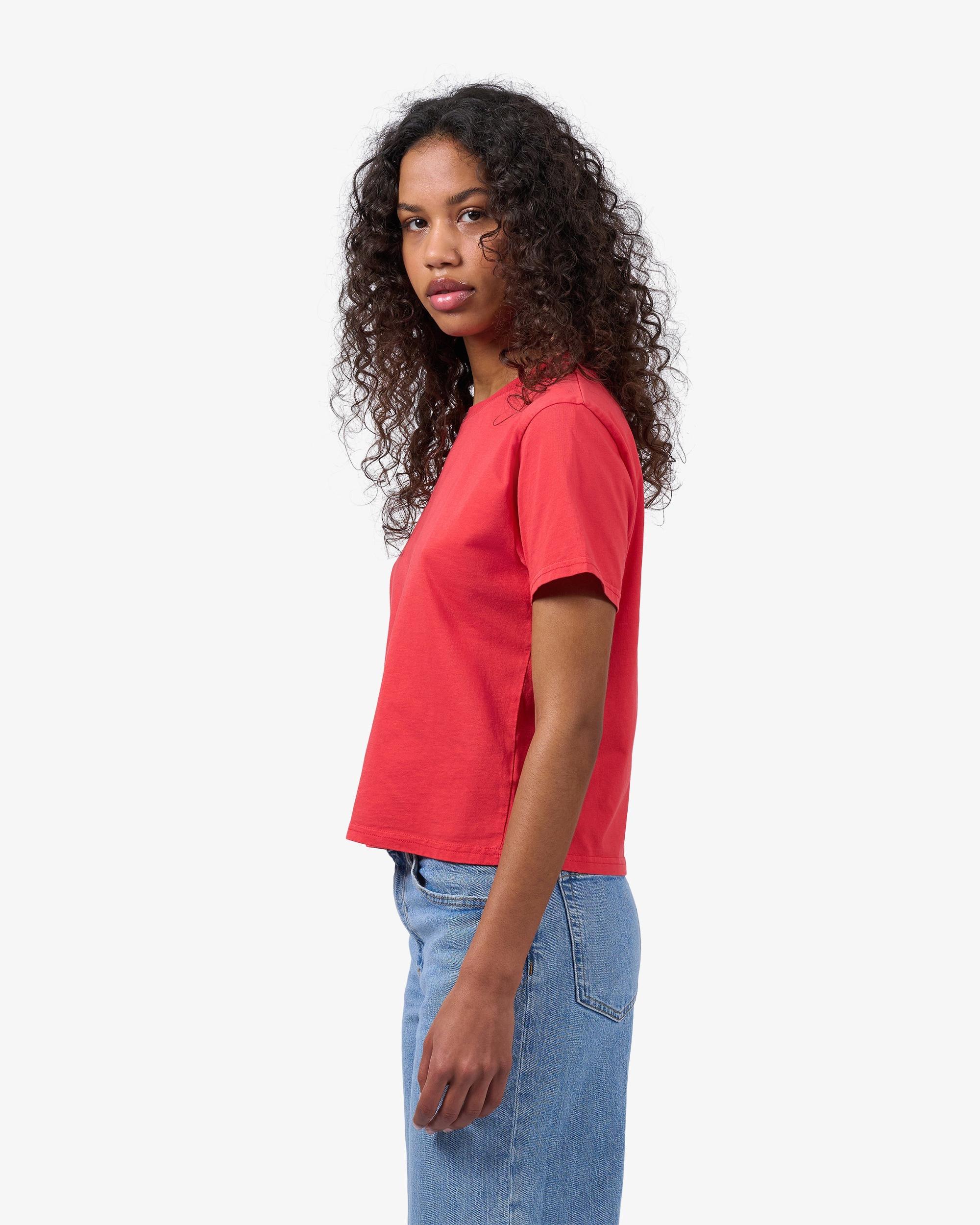 Organic Boxy Crop Tee - Red Tangerine Product Image