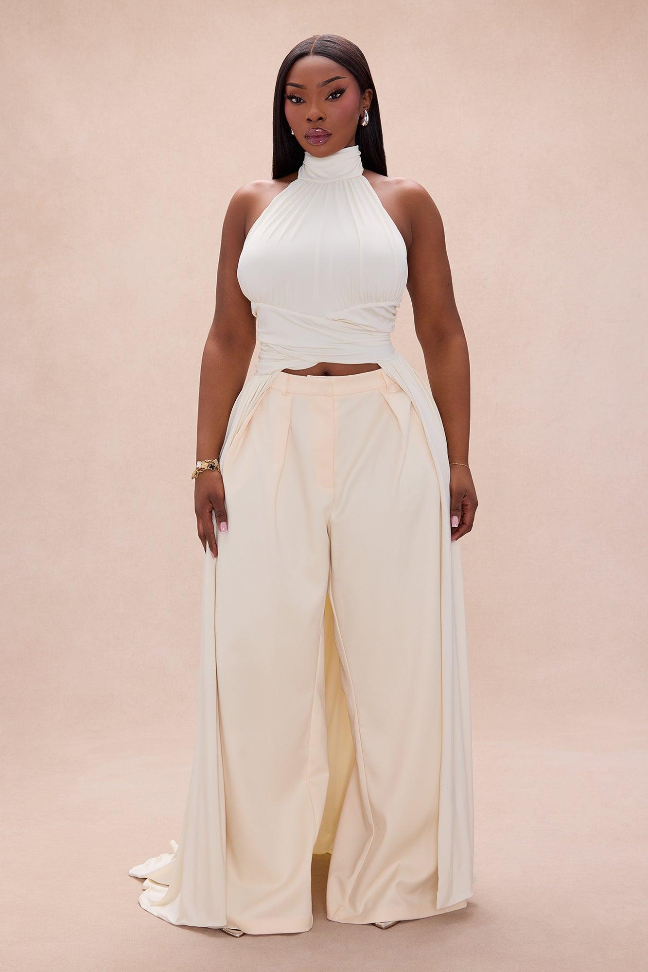 Vega Flyaway Halter Top - Cream Female Product Image