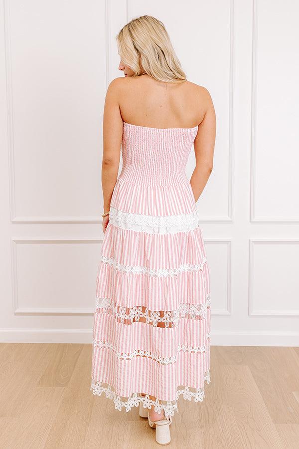 Seaside Sonata Stripe Midi Dress in Pink Product Image