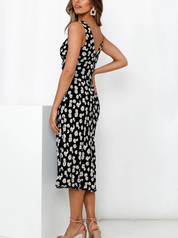 V Neck Daisy Print Tank Dress Product Image