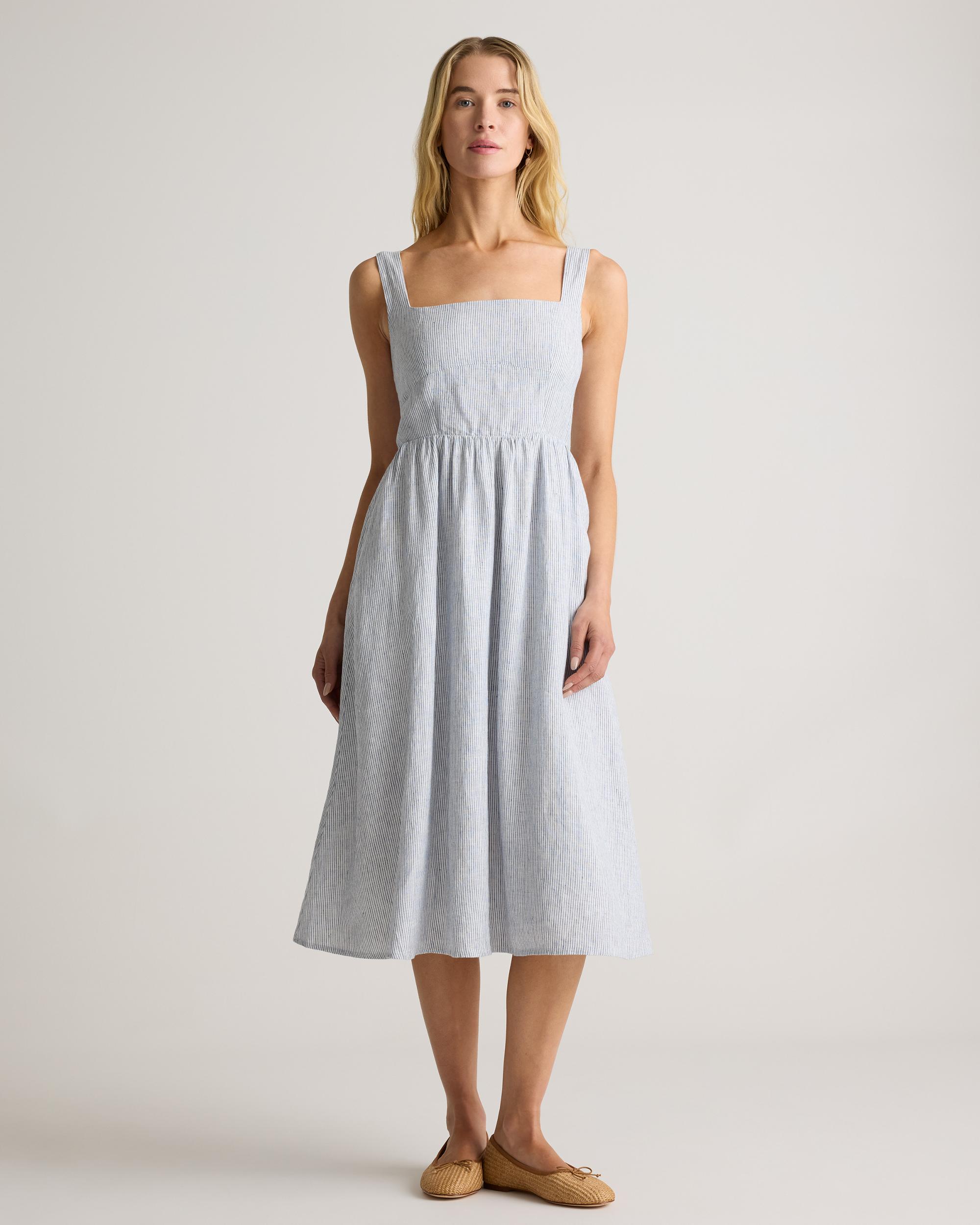 Quince | Women's 100% European Linen Fit & Flare Midi Dress Product Image