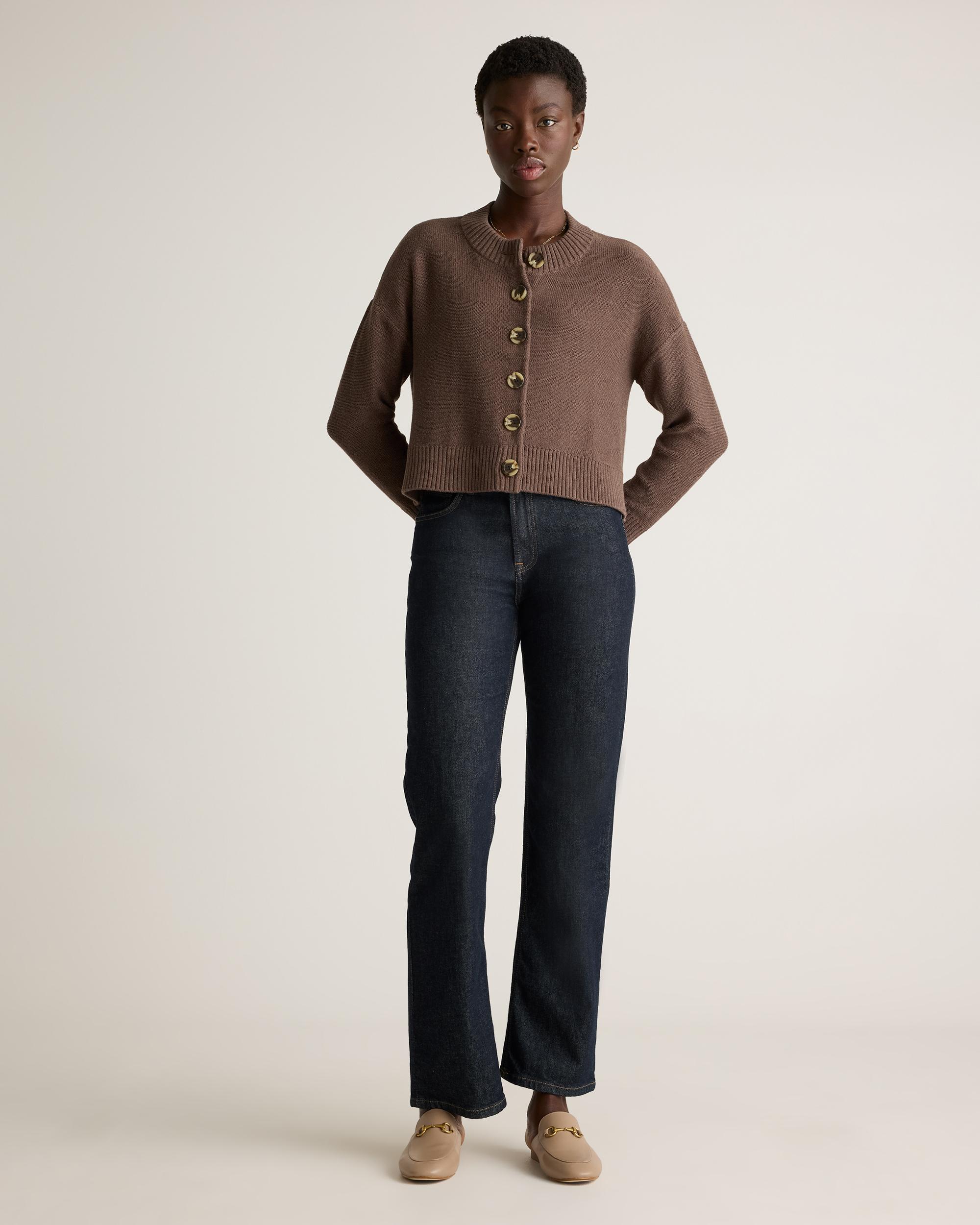 Quince | Women's Cropped Cardigan Sweater Organic Cotton Product Image
