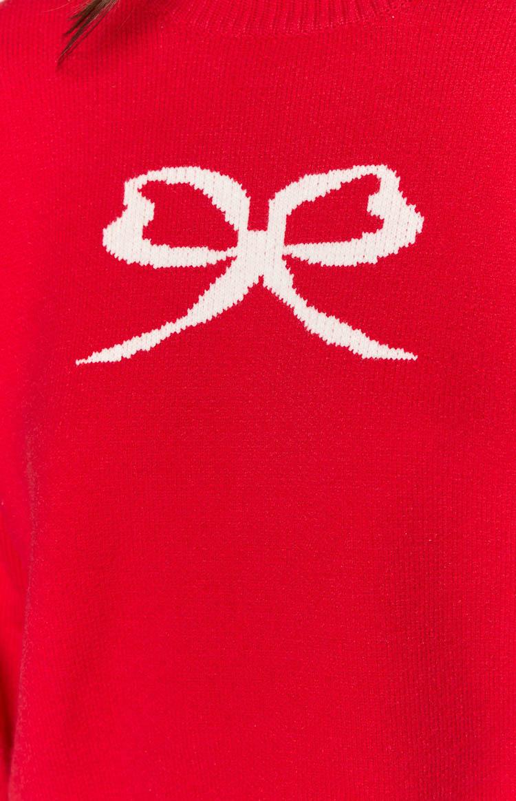 Zami Red Bow Sweater Product Image