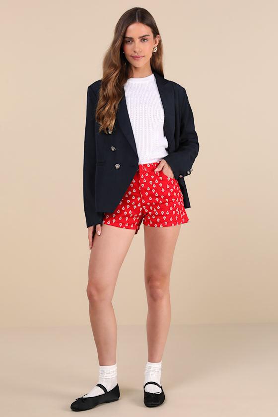 Dipae Red Anchor Print Shorts Product Image