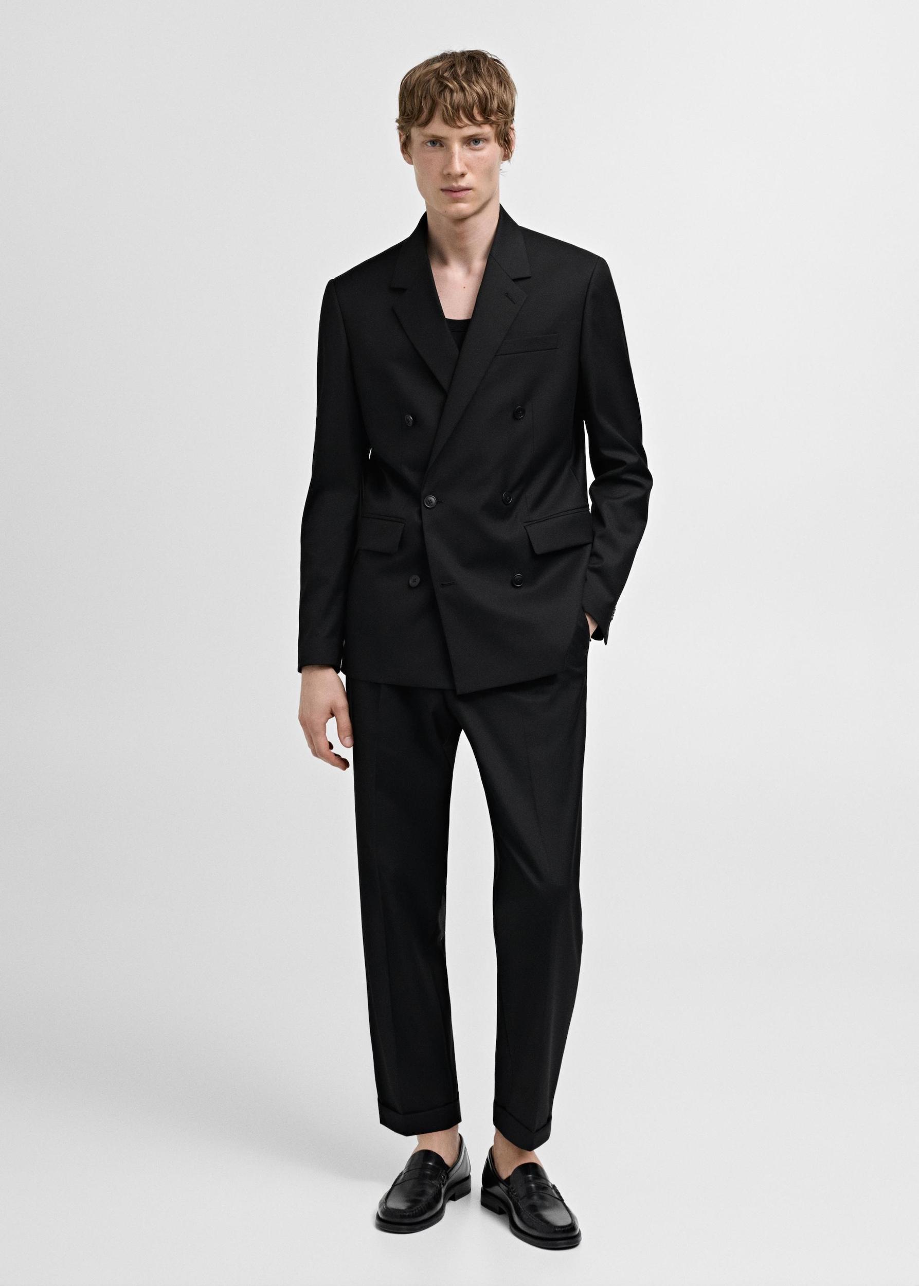 Double-breasted regular-fit suit jacket - Men | MANGO USA Product Image