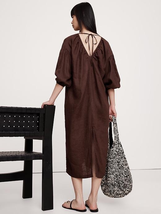 Linen V-Neck Maxi Dress Product Image