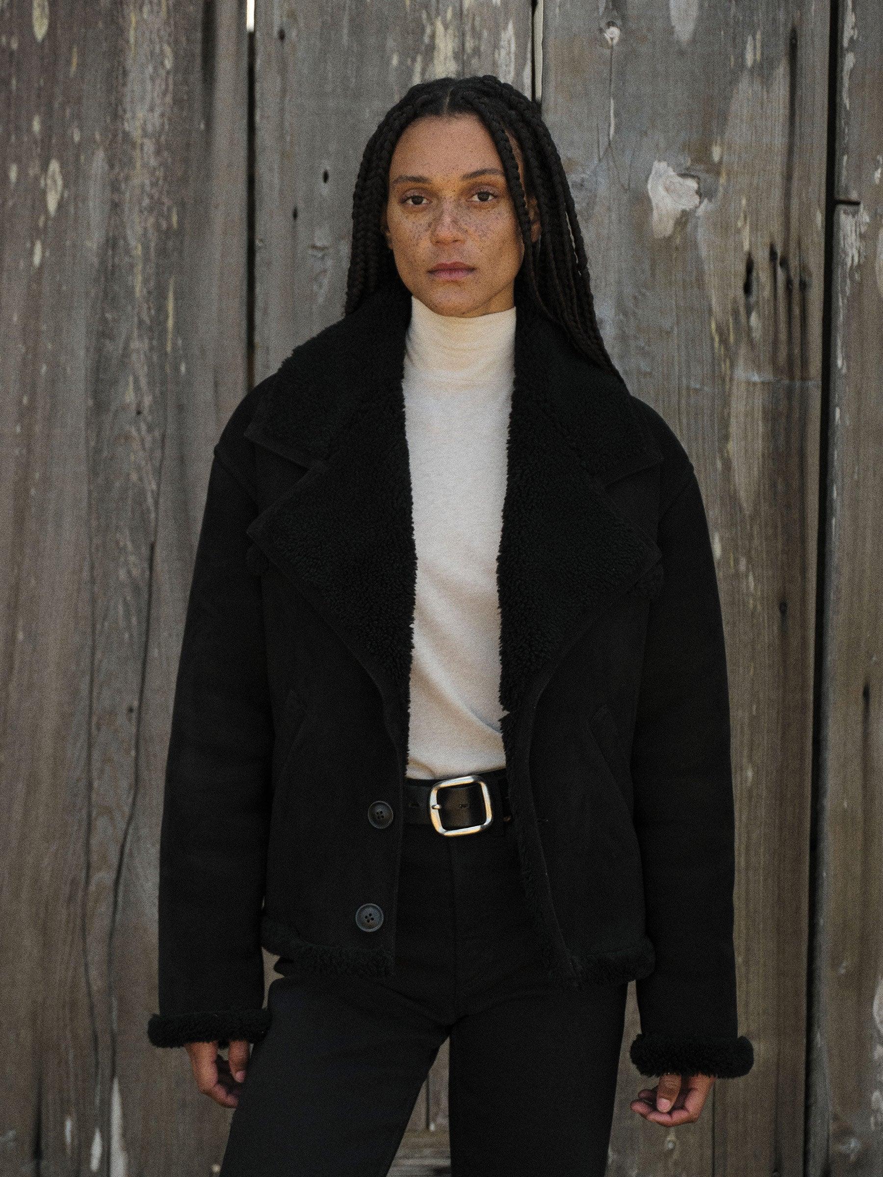 Black Shearling Ranch Jacket Product Image