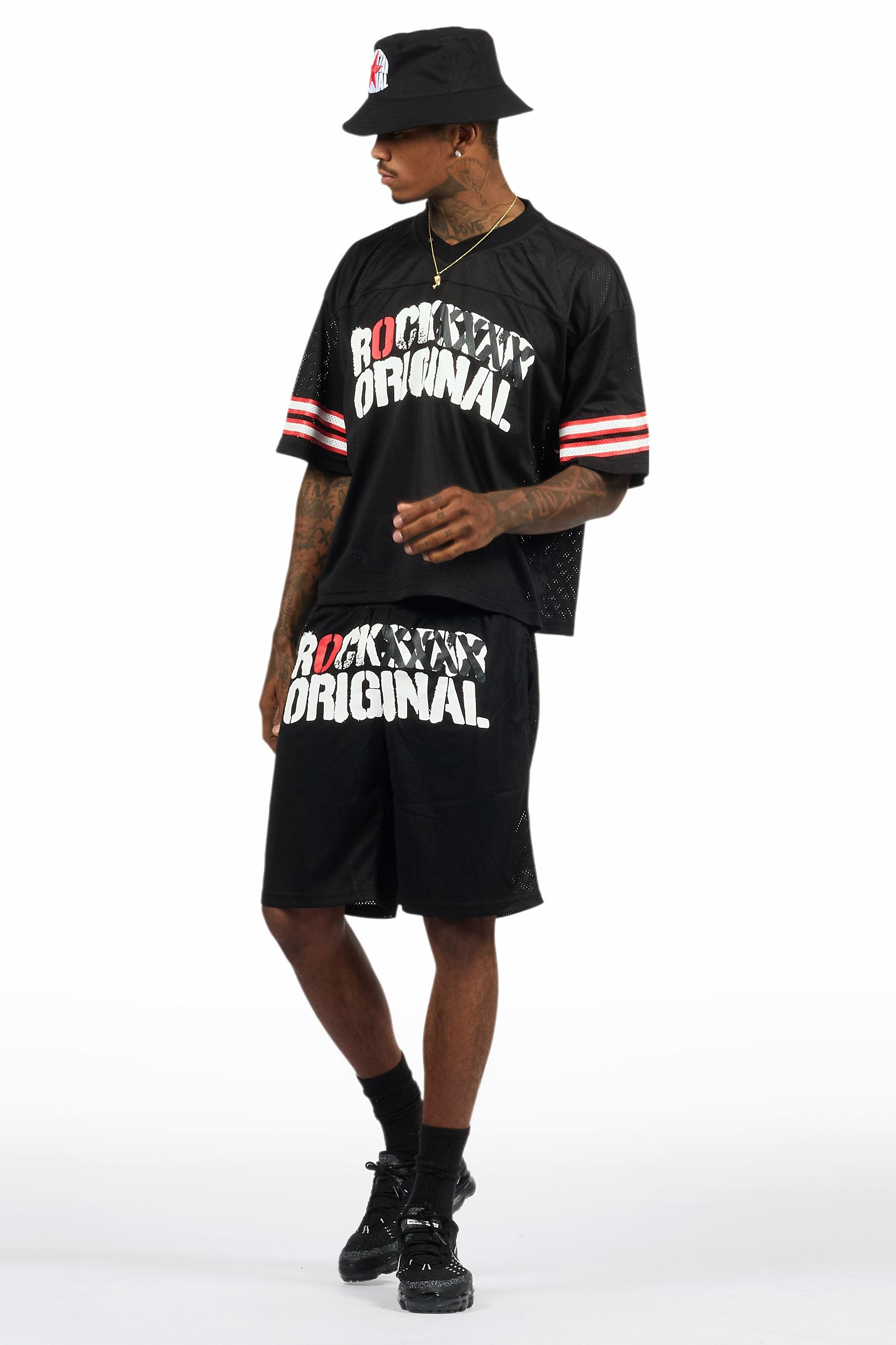 Crown Black Mesh Jersey Short Set Male Product Image
