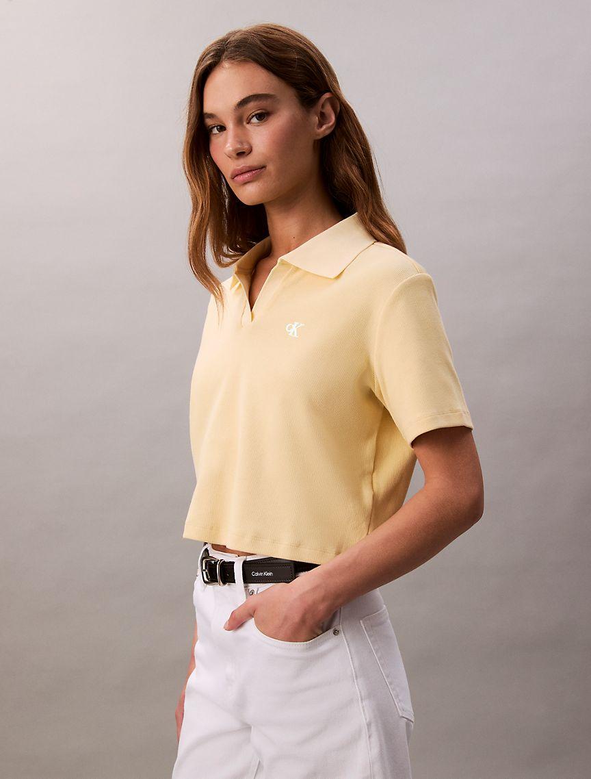 Cotton Contour Rib Polo Tee Product Image