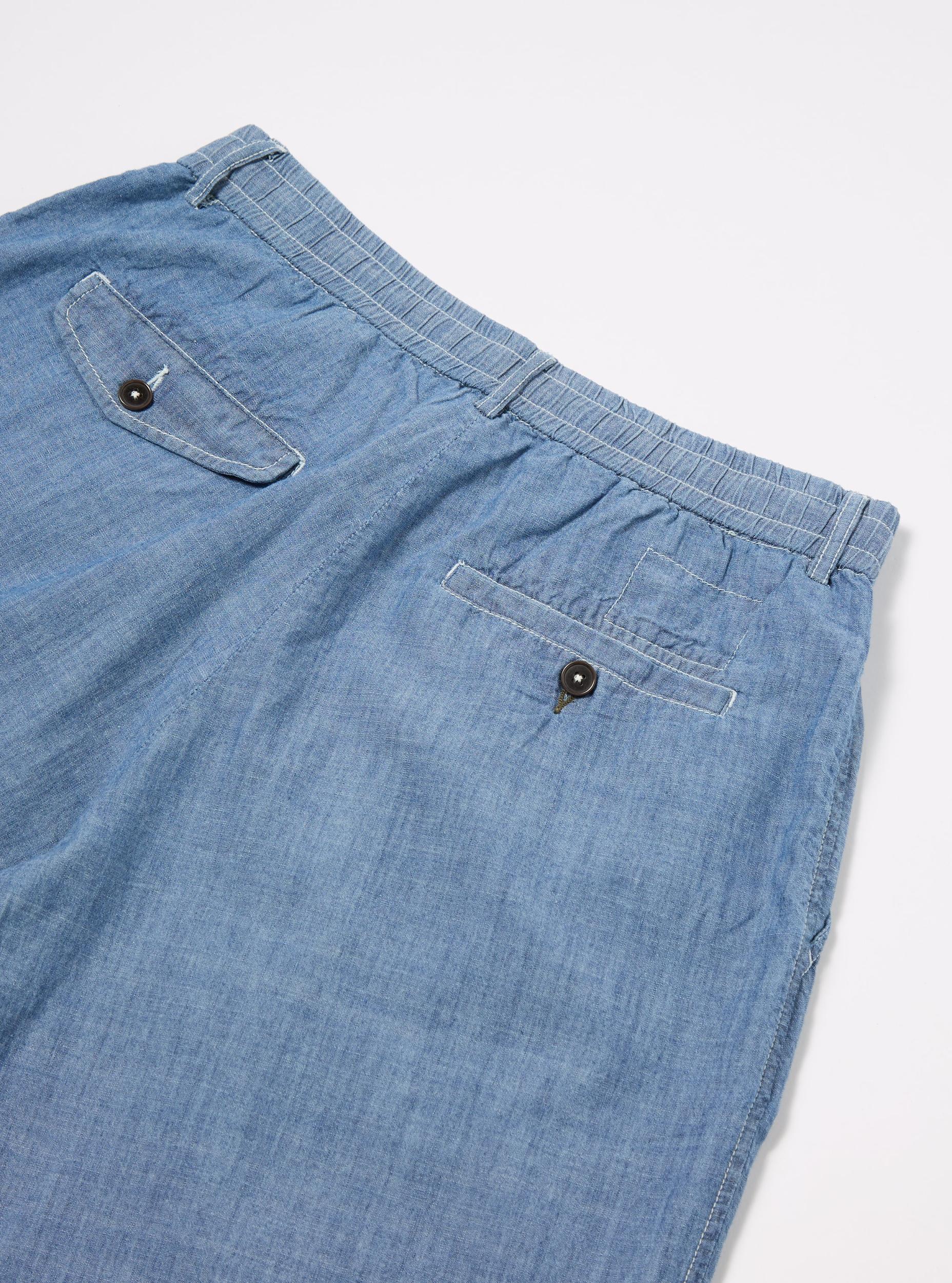 Washed Indigo Chambray Pleated Track Short Product Image