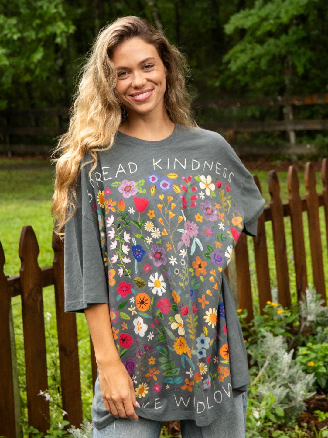 One Size Cotton Easy Tee - Twilight Folk Garden Product Image