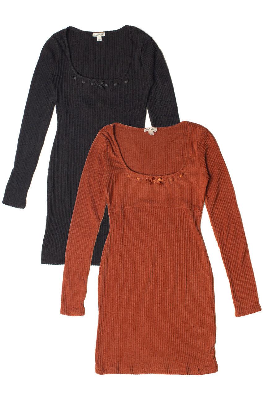 Ribbon Detail Ribbed Sweater Dress Product Image