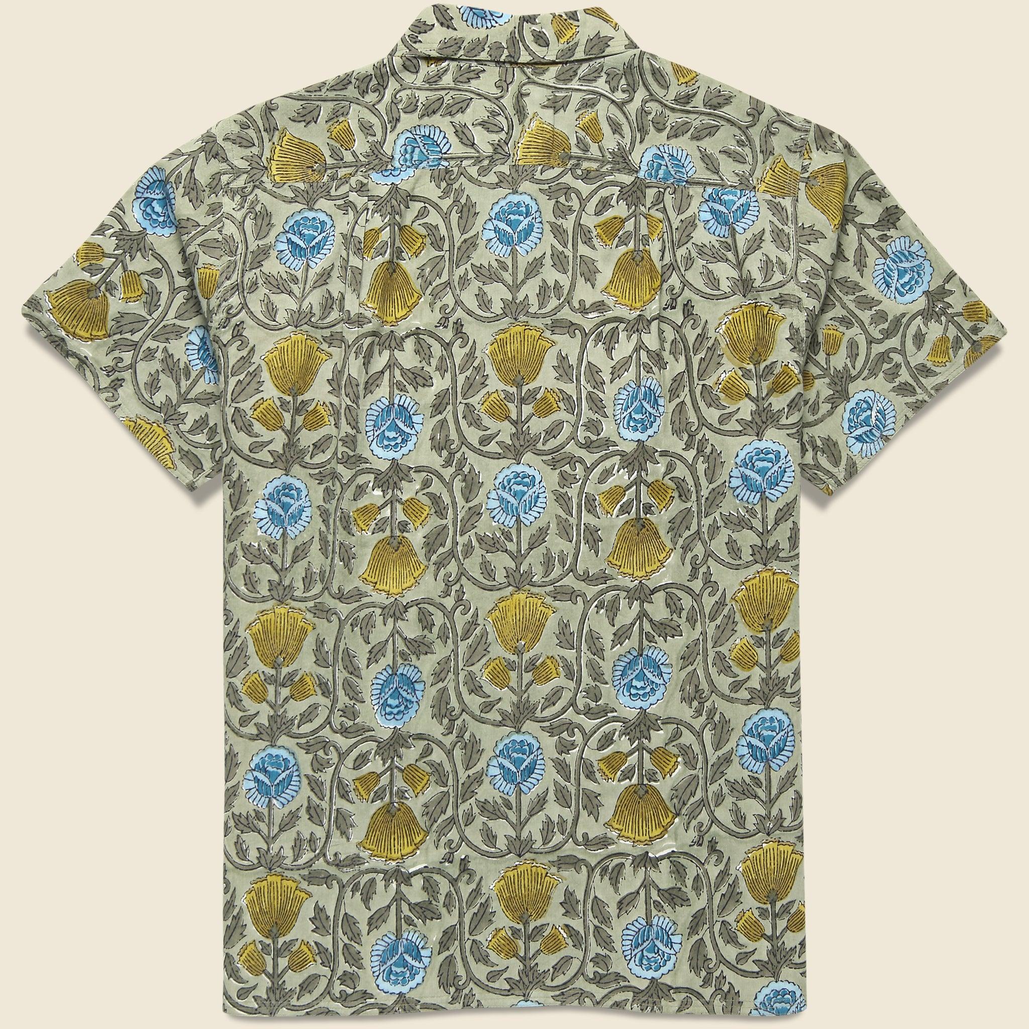 Floral Block Print Shirt - Olive Product Image