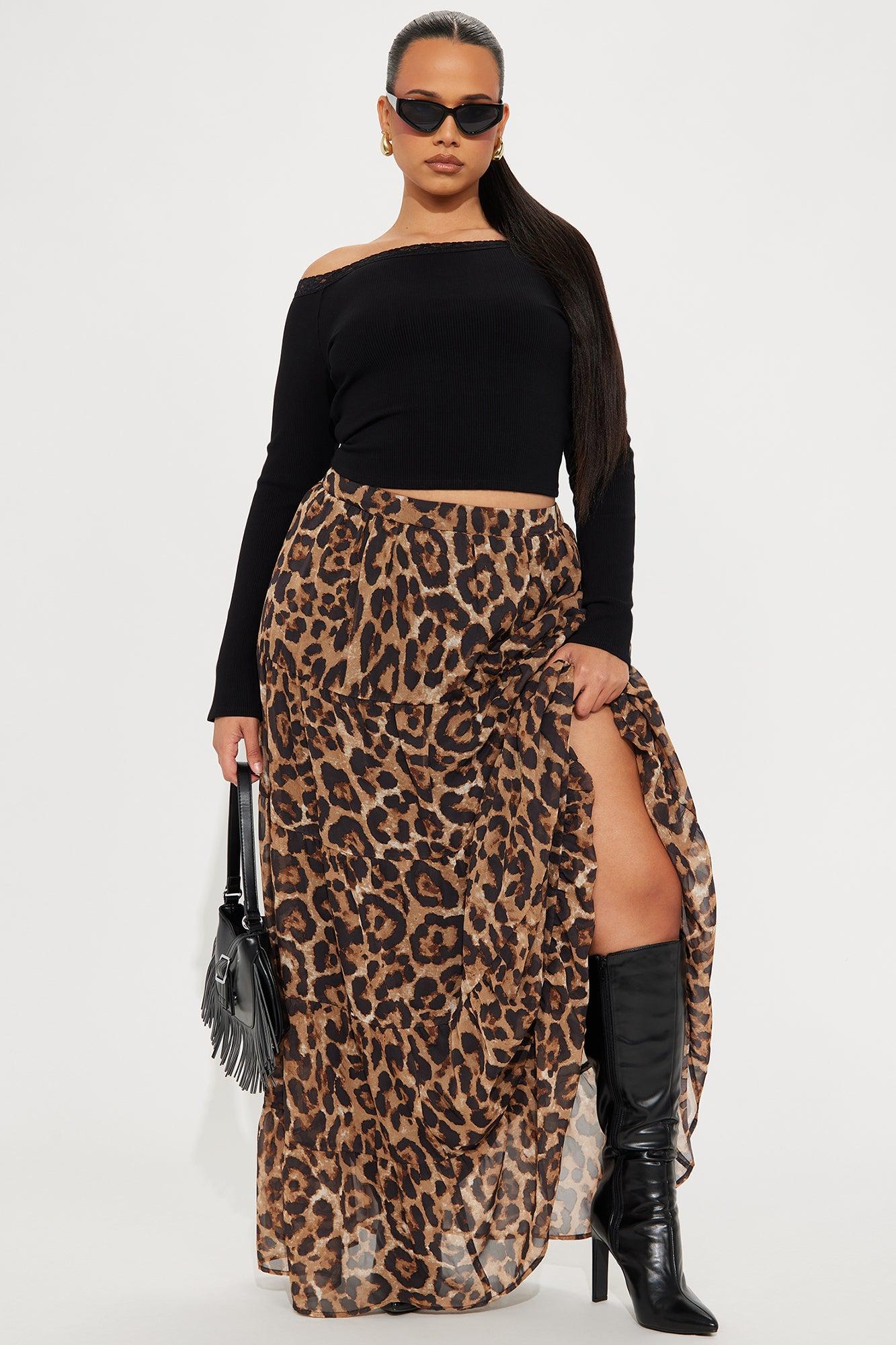 Simona Leopard Tiered Maxi Skirt - Brown/combo Product Image