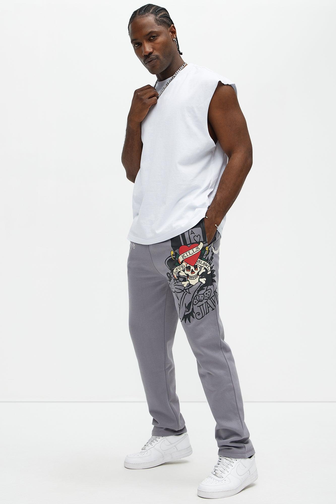 Ed Hardy Love Kills Skull Sweatpants - Grey Product Image