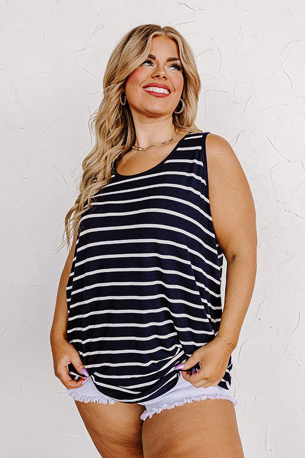 Sweeter In Stripes Shift Tank In Navy Curves Product Image